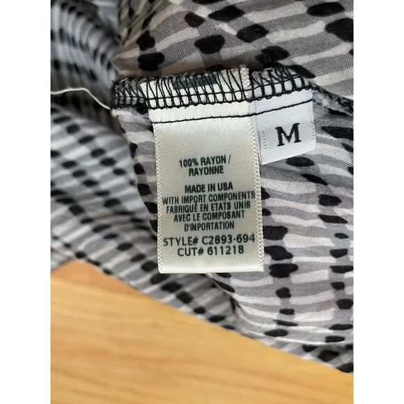 Anthropologie Cloth & Stone Women's M Black Striped Button Up Rayon Shirt Boho - Picture 5 of 9